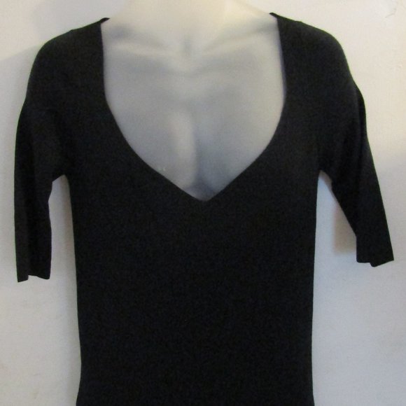 New Prada Sweater Ladies Black V-Neck Three-Quarter Sleeve Cashmere/Silk Size XL